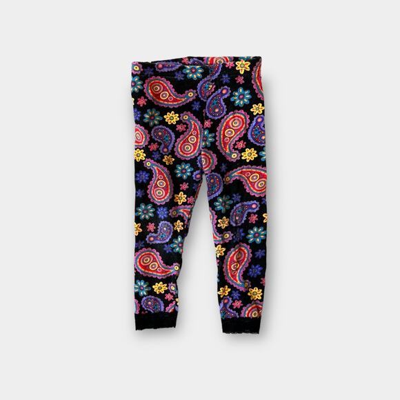 Vintage Oobee Doobee Black Paisley Floral Leggings 24 Months USA - Picture 1 of 9